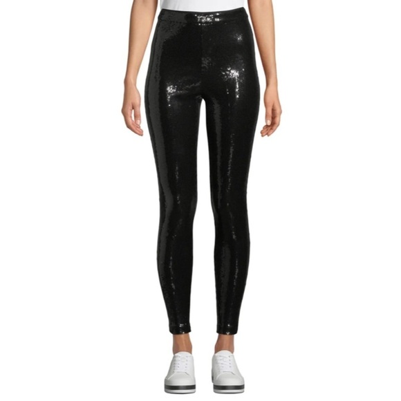ALICE & OLIVIA Zendaya Sequin Leggings in Black - Picture 1 of 3
